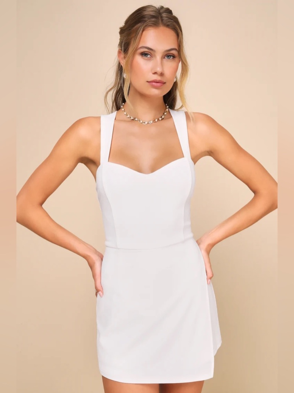 Lulus Latest Crush White Sleeveless Backless Skort Romper Size M NWT